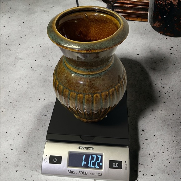 Brown And Green Rim Glaze Pottery Vase - Picture 3 of 4